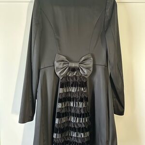 Betsey Johnson Black Velvet and Satin fitted Trench Coat size 6